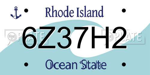 6Z37H2 Rhode Island License Plate