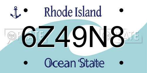 6Z49N8 Rhode Island License Plate