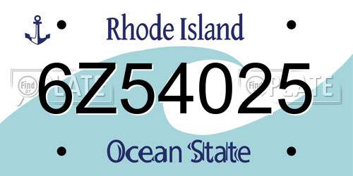 6Z54025 Rhode Island License Plate