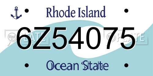 6Z54075 Rhode Island License Plate