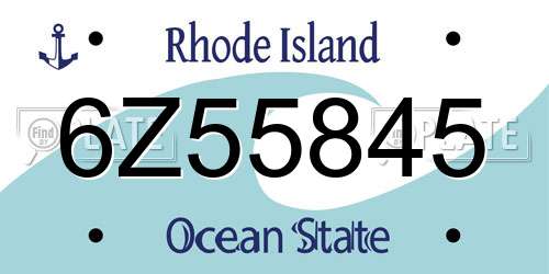 6Z55845 Rhode Island License Plate