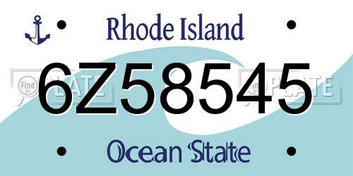 6Z58545 Rhode Island License Plate