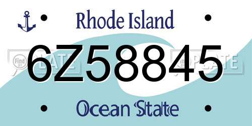 6Z58845 Rhode Island License Plate
