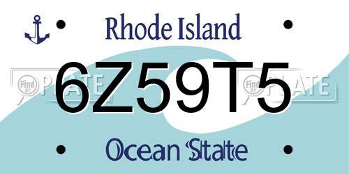 6Z59T5 Rhode Island License Plate