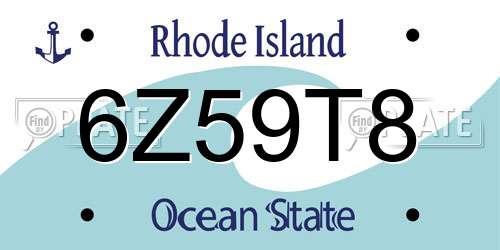 6Z59T8 Rhode Island License Plate
