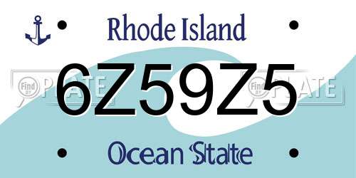 6Z59Z5 Rhode Island License Plate