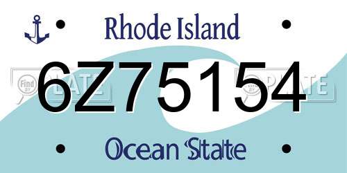 6Z75154 Rhode Island License Plate