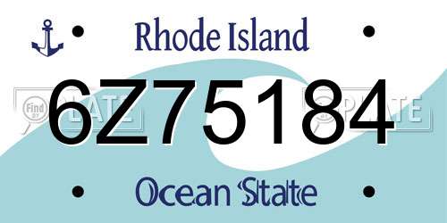 6Z75184 Rhode Island License Plate