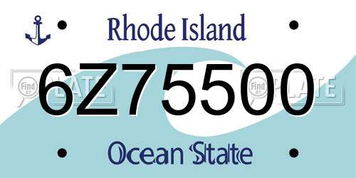 6Z75500 Rhode Island License Plate