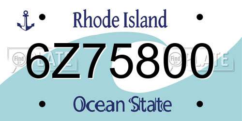 6Z75800 Rhode Island License Plate