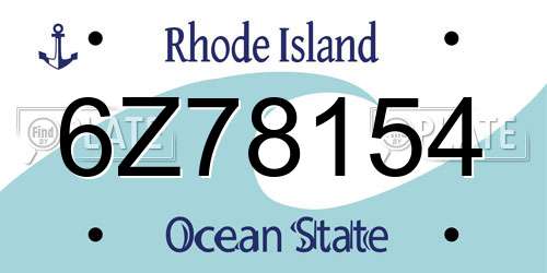 6Z78154 Rhode Island License Plate