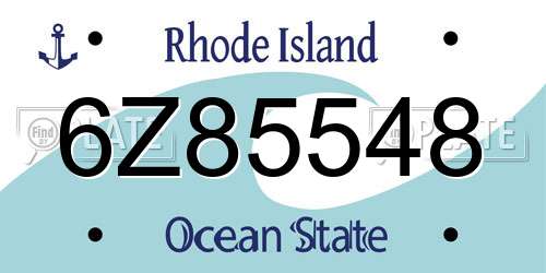 6Z85548 Rhode Island License Plate