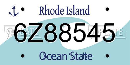 6Z88545 Rhode Island License Plate