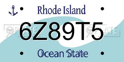 6Z89T5 Rhode Island License Plate