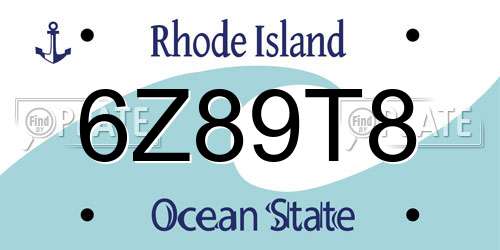 6Z89T8 Rhode Island License Plate