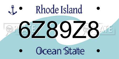 6Z89Z8 Rhode Island License Plate