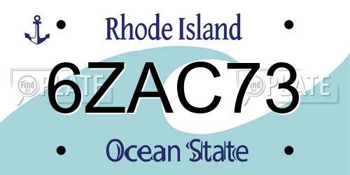 6ZAC73 Rhode Island License Plate