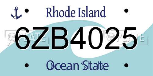 6ZB4025 Rhode Island License Plate