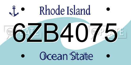 6ZB4075 Rhode Island License Plate