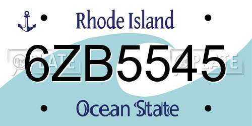 6ZB5545 Rhode Island License Plate
