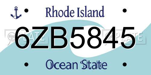 6ZB5845 Rhode Island License Plate