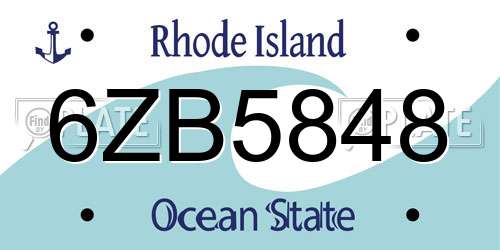 6ZB5848 Rhode Island License Plate