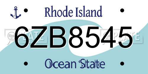 6ZB8545 Rhode Island License Plate