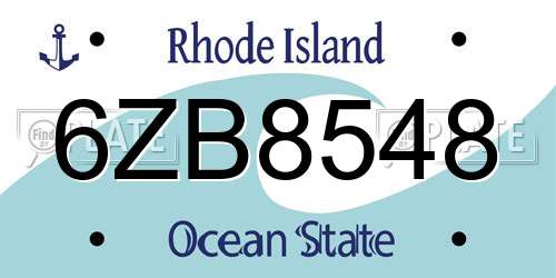 6ZB8548 Rhode Island License Plate