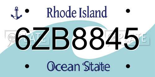 6ZB8845 Rhode Island License Plate