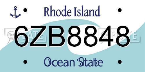 6ZB8848 Rhode Island License Plate
