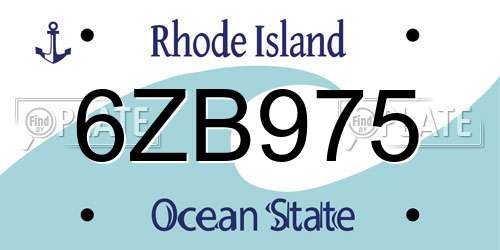6ZB975 Rhode Island License Plate