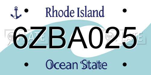 6ZBA025 Rhode Island License Plate