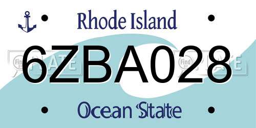 6ZBA028 Rhode Island License Plate