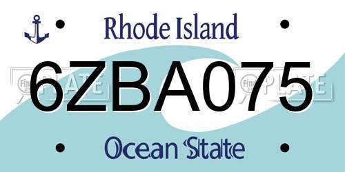 6ZBA075 Rhode Island License Plate