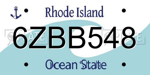 6ZBB548 Rhode Island License Plate
