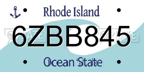 6ZBB845 Rhode Island License Plate