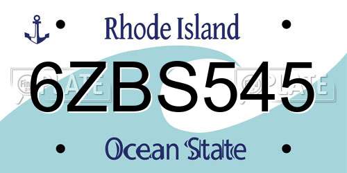 6ZBS545 Rhode Island License Plate