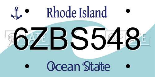 6ZBS548 Rhode Island License Plate