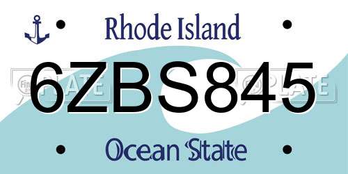 6ZBS845 Rhode Island License Plate