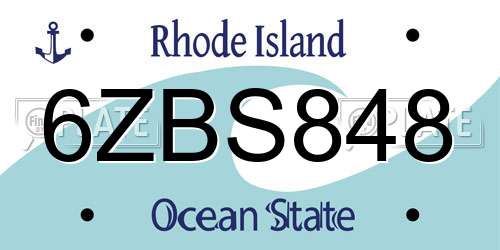 6ZBS848 Rhode Island License Plate