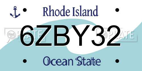 6ZBY32 Rhode Island License Plate