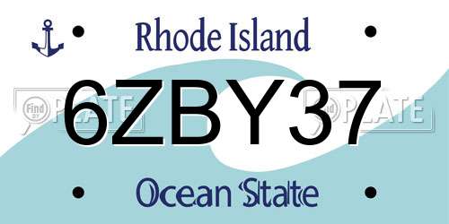 6ZBY37 Rhode Island License Plate