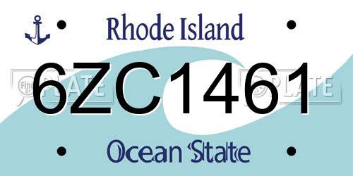 6ZC1461 Rhode Island License Plate