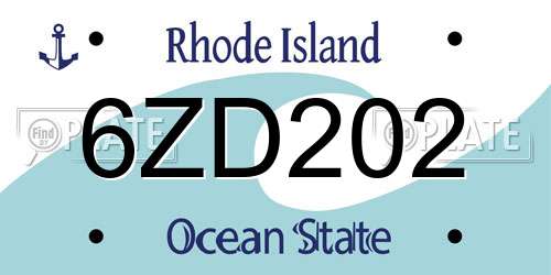 6ZD202 Rhode Island License Plate