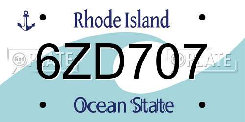 6ZD707 Rhode Island License Plate