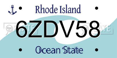 6ZDV58 Rhode Island License Plate