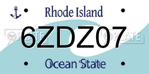 6ZDZ07 Rhode Island License Plate