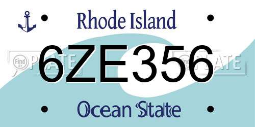 6ZE356 Rhode Island License Plate