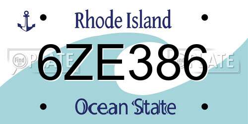 6ZE386 Rhode Island License Plate