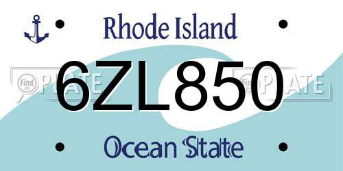 6ZL850 Rhode Island License Plate